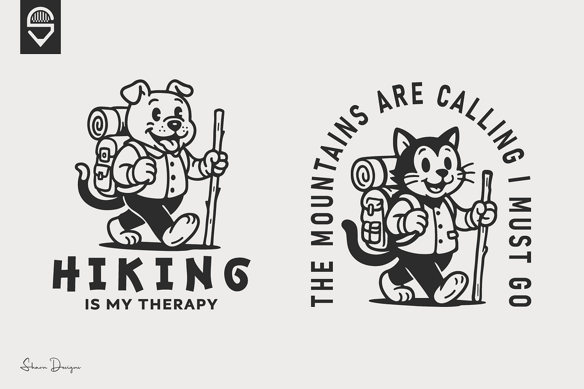 Dog And Cat Hiking Adventure T-shirt, an Animal Illustration by shaondesigns (Photo 1 of 5)