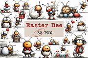 Whimsical Easter Bee Clipart, an Illustration by Libby Wishes (Thumbnail 1 of 6)