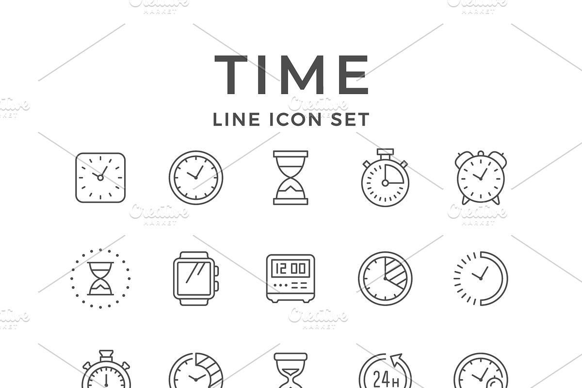 Set line icons of time, an Outline Icon by motorama