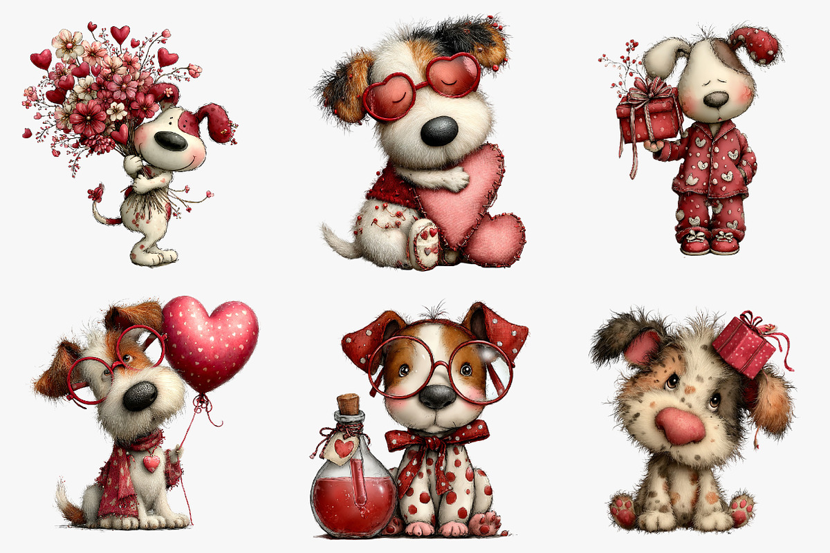 Quirky valentine dog clipart, an Illustration by CreationArt (Photo 6 of 6)