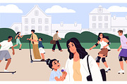 People crowd walk in urban park, a Person Illustration by PaperTrident (Thumbnail 2 of 3)