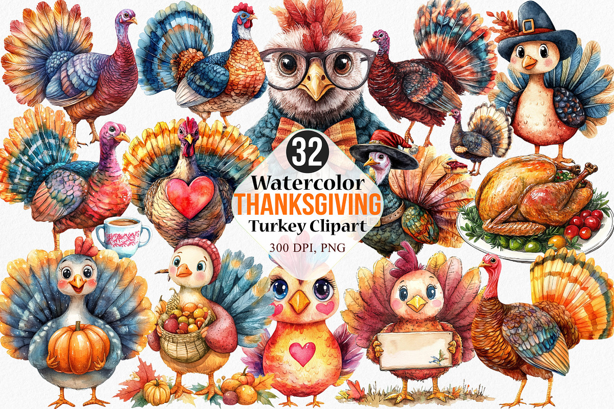 Thanksgiving Turkey Clipart, an Illustration by Canvas Craft (Photo 1 of 8)