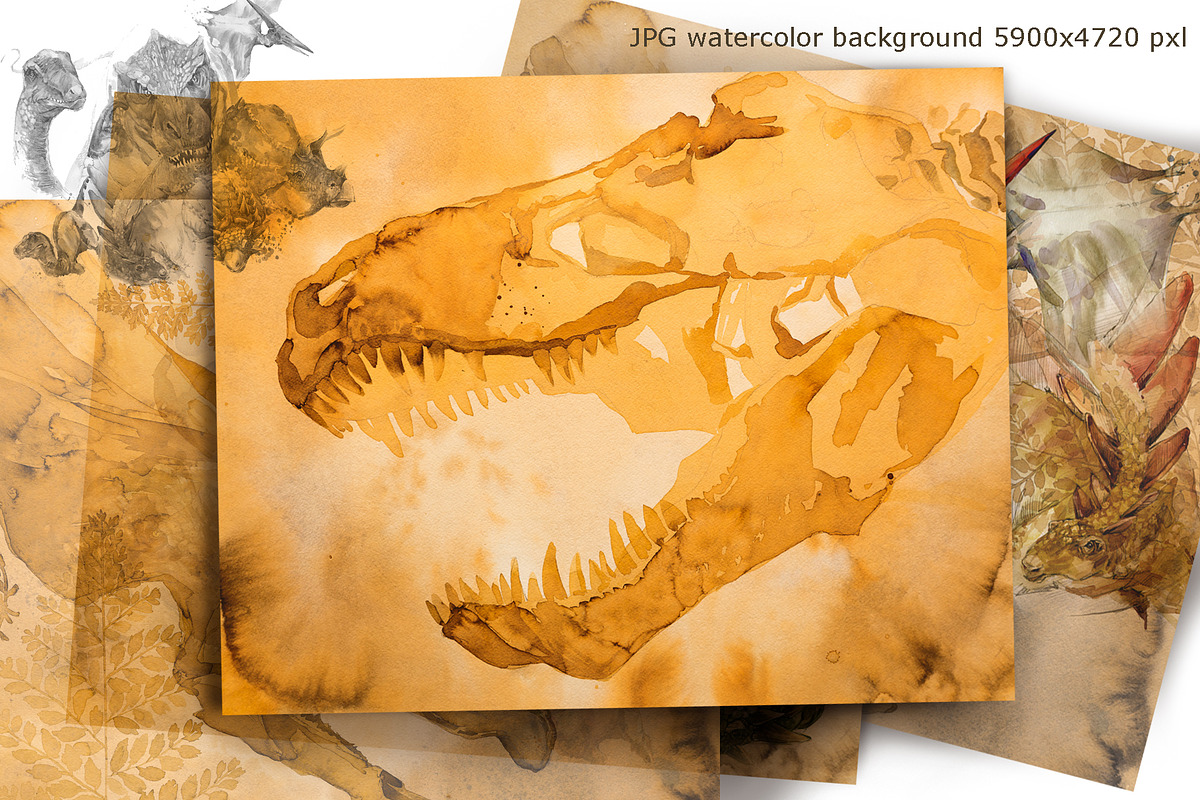 Watercolor Dinosaur Collection, an Animal Illustration by FineArt (Photo 11 of 19)