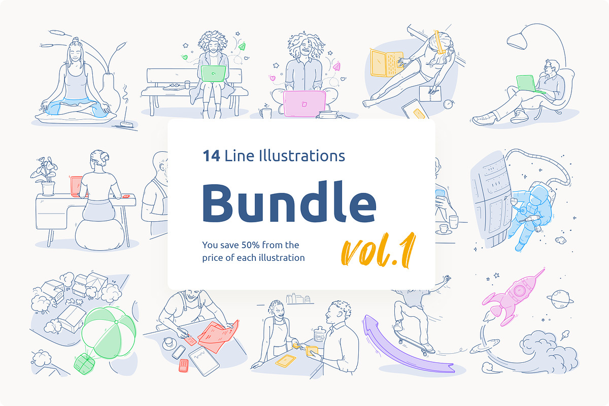 Bundle vol. 1 - Line Illustrations, a Graphic by PixelBender (Photo 1 of 15)