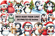 Winter Holiday Penguin Clipart, an Illustration by Design Market (Thumbnail 1 of 5)