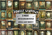 Forest Windows Collage Paper Kit, a Background Graphic by GiraffeCreative (Thumbnail 1 of 9)