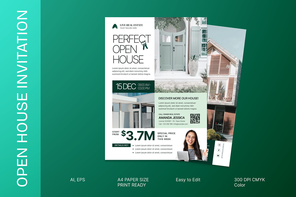 Modern Open House Invitation Flyer, a Flyer Template by MMPixelCraft (Photo 1 of 6)