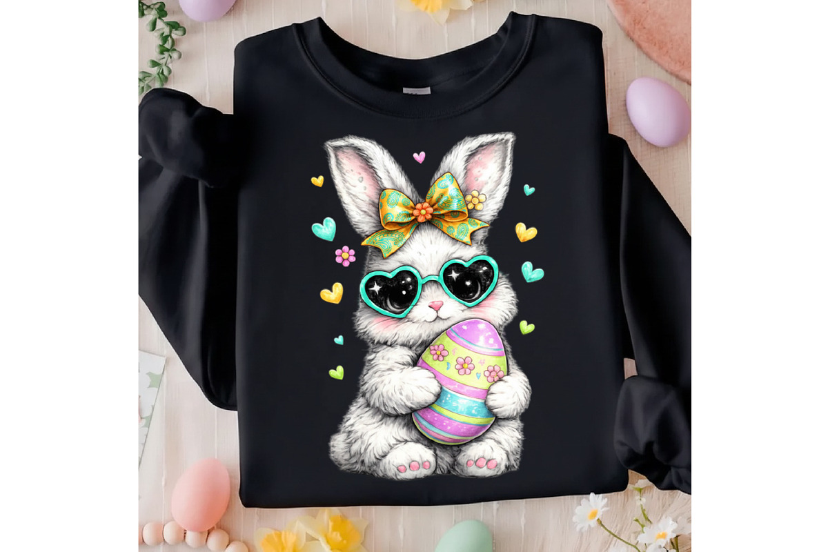Retro Preppy Cute Easter Bunny Png, an Illustration by designcity5 (Photo 2 of 9)