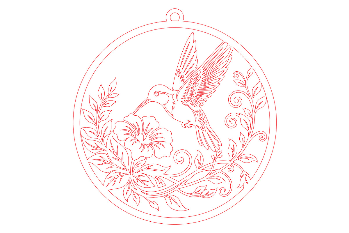 Hummingbird Floral Laser Cut SVG, an Object Graphic by DreamCafeArt (Photo 3 of 3)