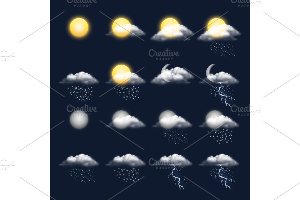 Meteo realistic icon. Clouds sun, a Background Graphic by Onyx