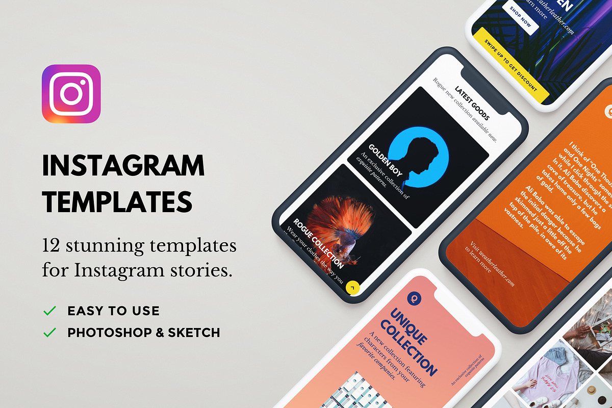 Rogue: 12 Instagram Template Bundle, a Social Media Template by Nice, Very Nice (Photo 1 of 9)