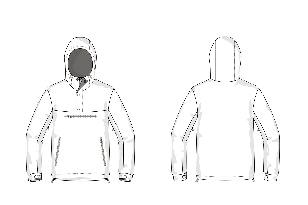 Anorak Jacket Fashion Flat Template, a Templates & Theme by flat fashion