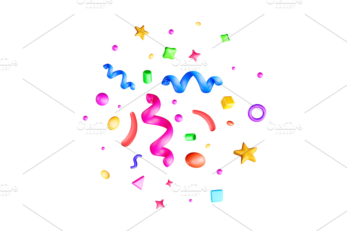 Colorful 3d abstract shapes and, an Object Illustration by Abscent