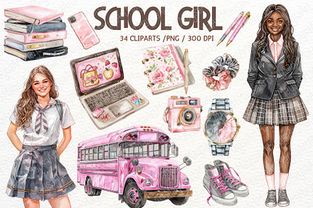 Back to School Watercolor Clipart