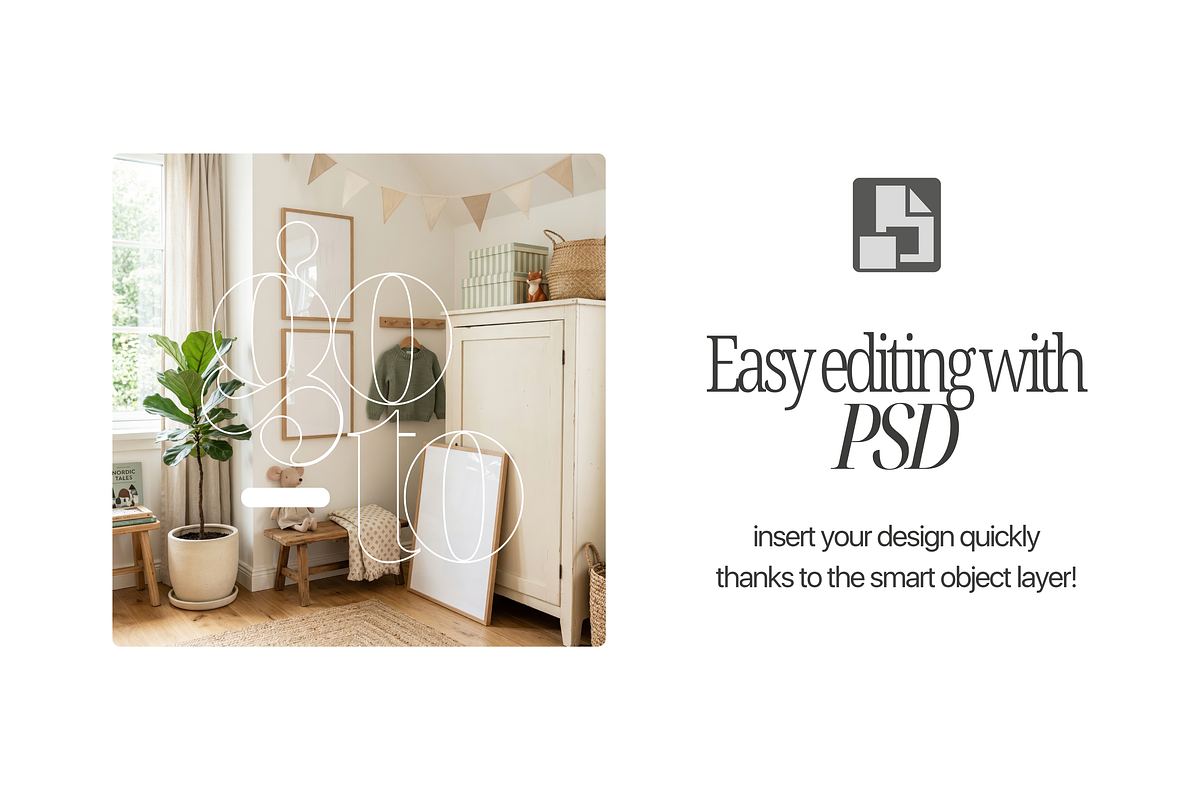 Set Of 3 Frame Mockups Nursery Room, a Mockup by First Impression Mockups (Photo 4 of 4)