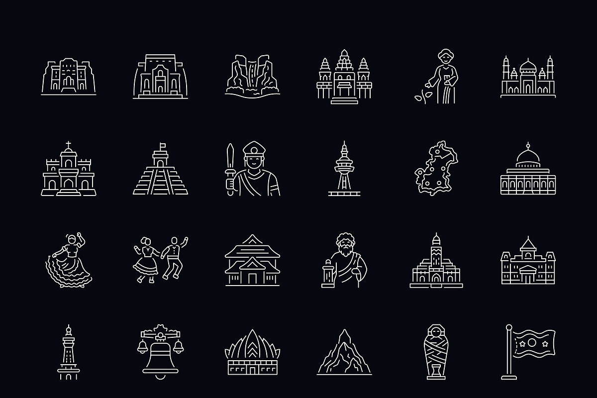 Country Icon Art Set, an Outline Icon by Prosymbols (Photo 7 of 8)