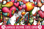 Whimsical Valentine Turtle Clipart, an Illustration by Designking (Thumbnail 1 of 5)
