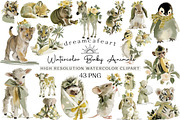 Baby Animals Watercolor Clipart, an Illustration by DreamCafeArt (Thumbnail 1 of 6)