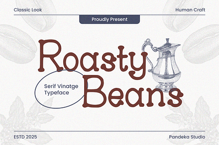 Roasty Beans - Classic Serif Vintage, a Serif Font by Pandeka Studio