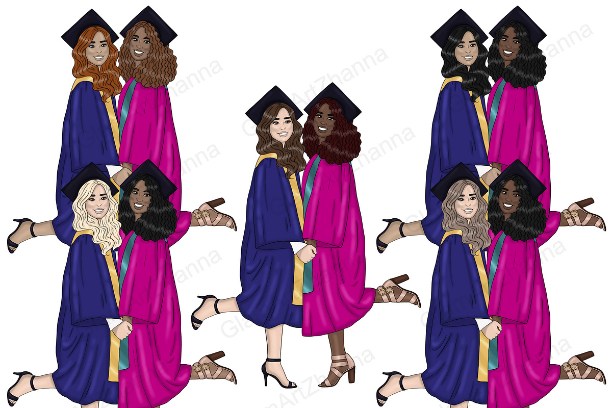 Graduation Girls Clipart, an Education Illustration by GlamArtZhanna (Photo 4 of 11)