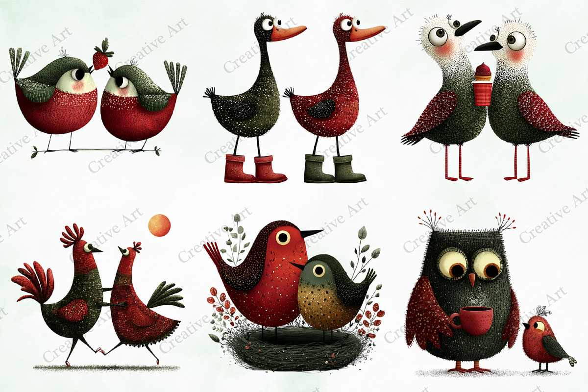 Whimsical & Quirky Birds Clipart, an Illustration by Creative Art (Photo 2 of 9)