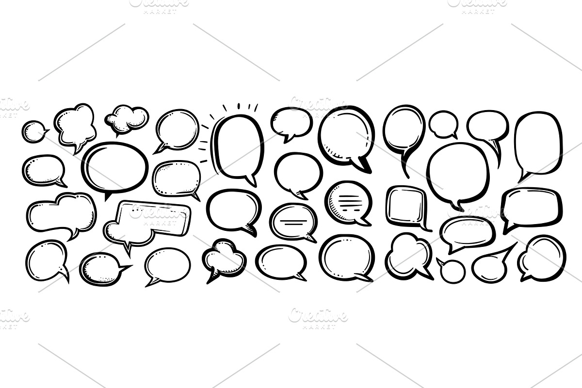 Black ink sketch speech empty, an Object Illustration by Stock-Smart-Start