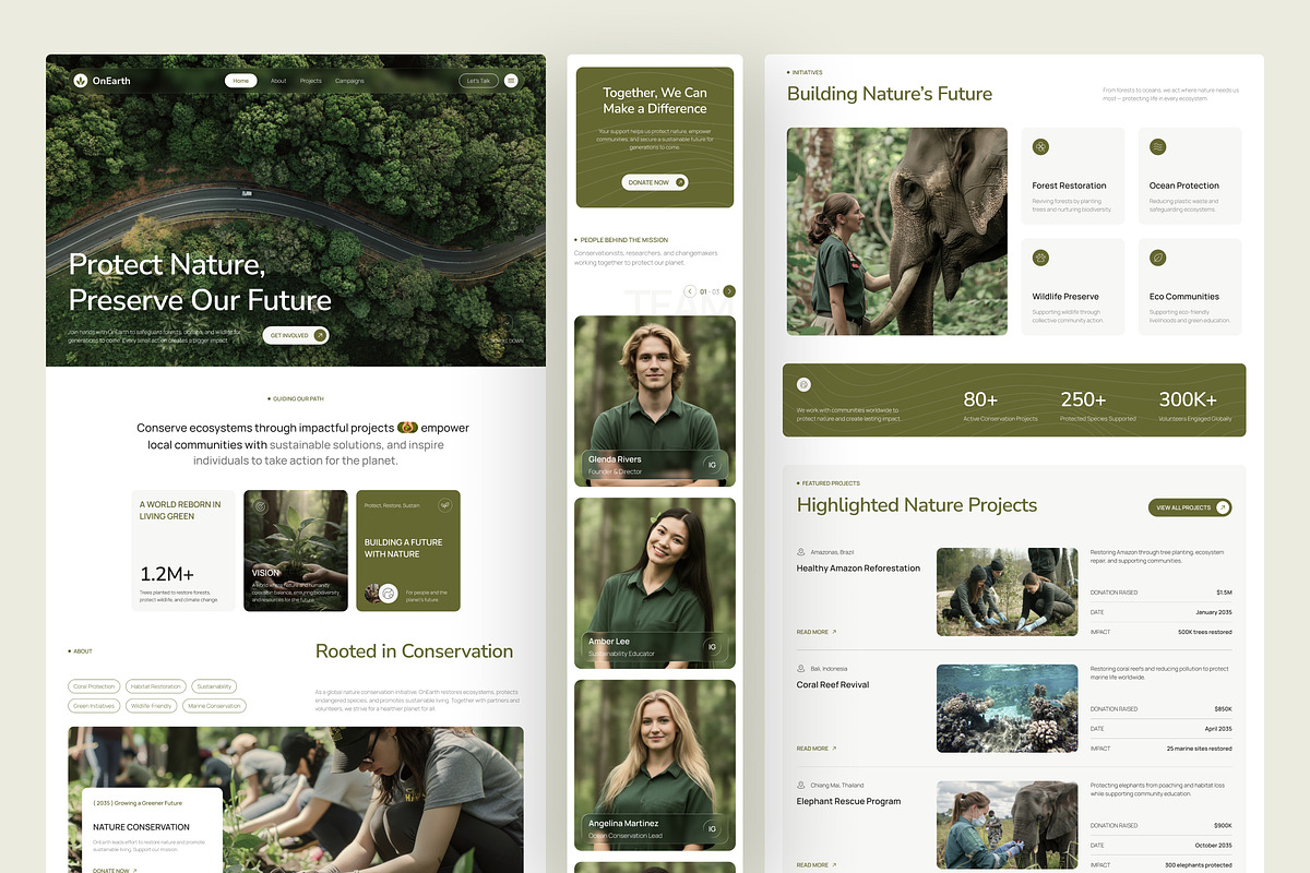 Nature Conservation Landing Page, an UI Kit Template by peterdraw (Photo 2 of 3)