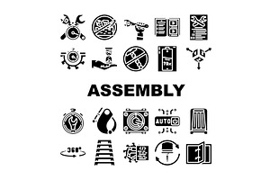 assembly setup product icons set, a Technology Illustration by pikepicture