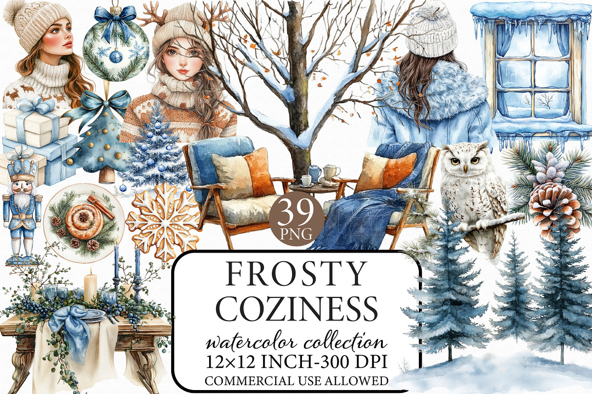 Watercolor Frosty Coziness Clipart, an Illustration by Libby Wishes (Photo 1 of 7)