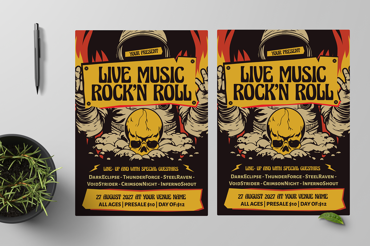 Live Music Rock n Roll Flyer, a Flyer Template by Annora Studio (Photo 3 of 4)