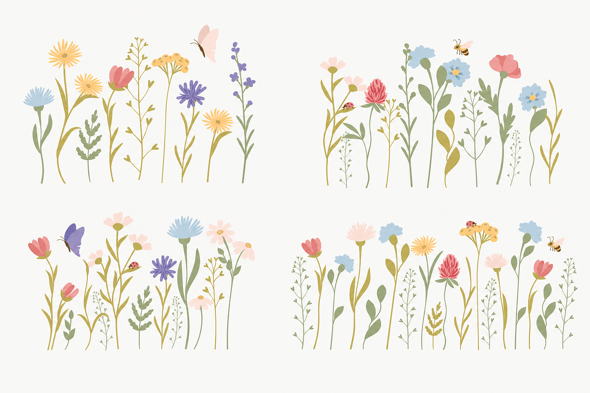 90 Whimsical Flowers Clipart, a Decorative Illustration by Anna Studio (Photo 11 of 12)