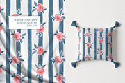 Watercolor Rose Patterns with blue, a Pattern Graphic by Gribanessa (Thumbnail 2 of 4)