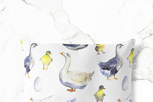 Watercolor Farm Clipart, Goose Art