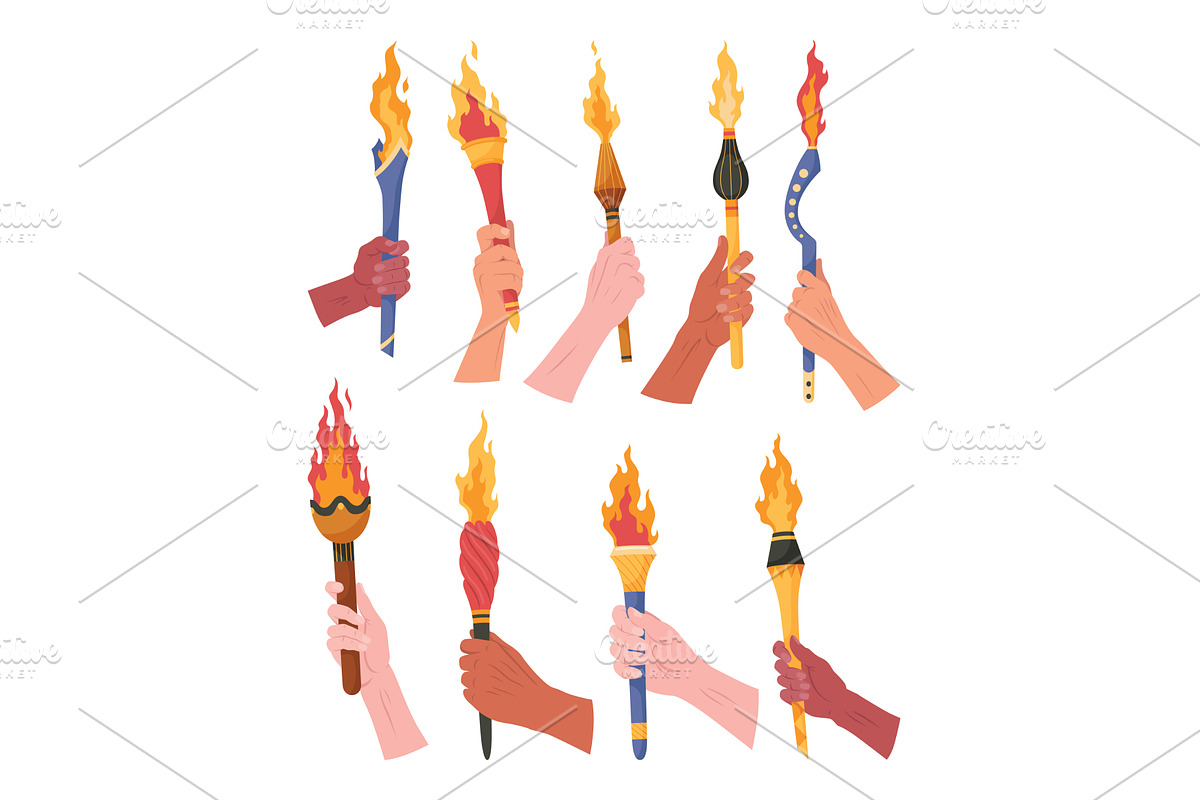 Hand holding a torch. Sport, an Object Illustration by Things for designers