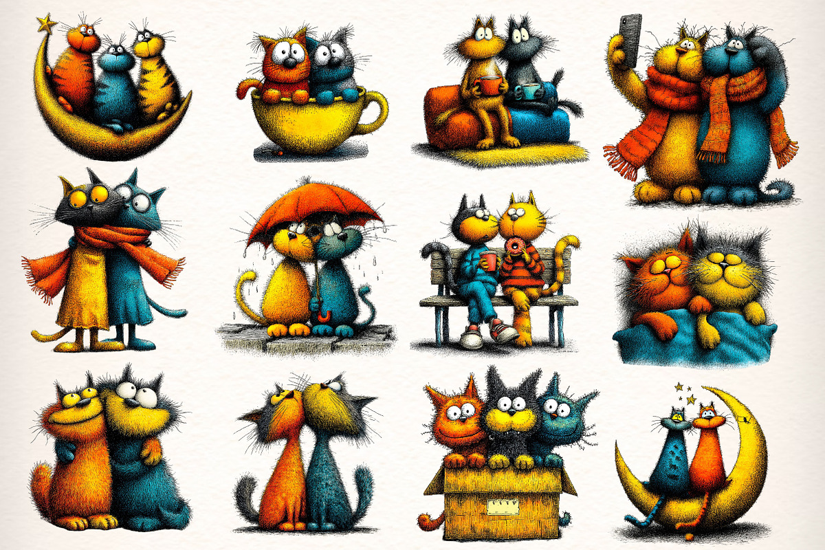 Best Cat Friend, Quirky Cat Clipart, an Illustration by Dream Creation (Photo 5 of 8)