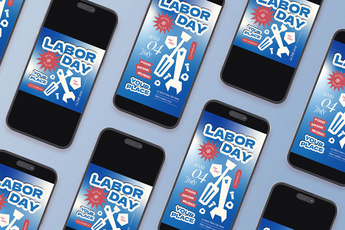 Blue Abstract Labor Day Flyer Set, a Flyer Template by Aiyari Graphic (Photo 2 of 3)