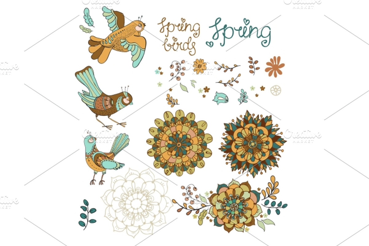 Natural floral backgrounds with bird, an Illustration by JaneLane (Photo 5 of 5)