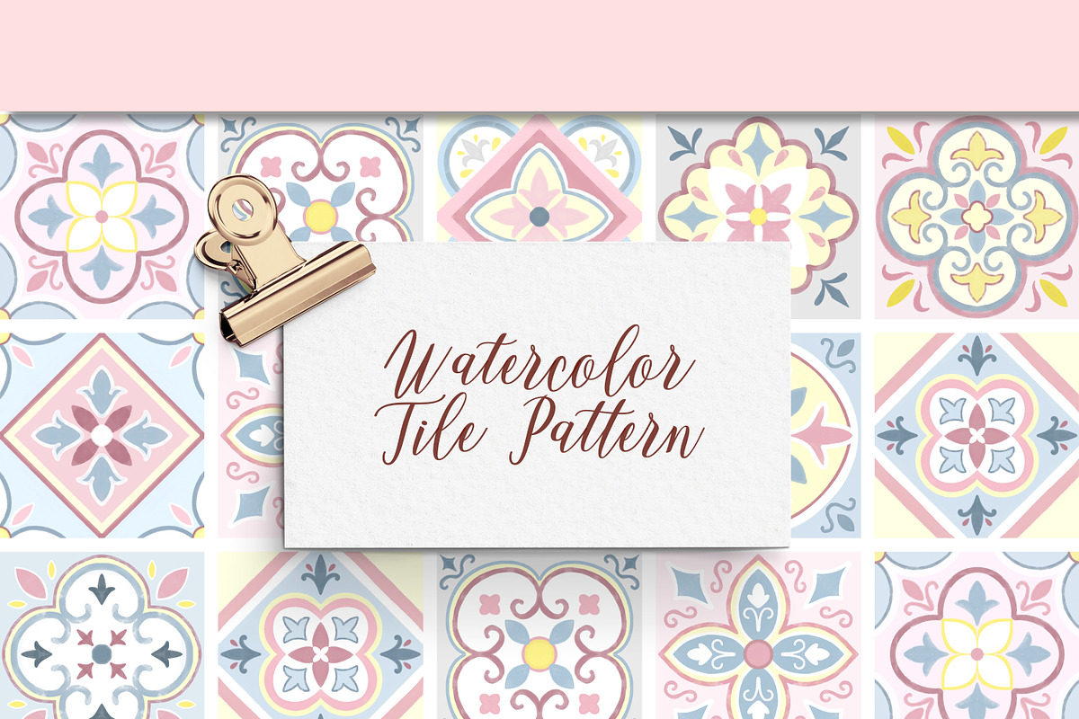 Watercolor Pastel Tile Pattern, a Pattern Graphic by Rachel Art Studio (Photo 1 of 10)