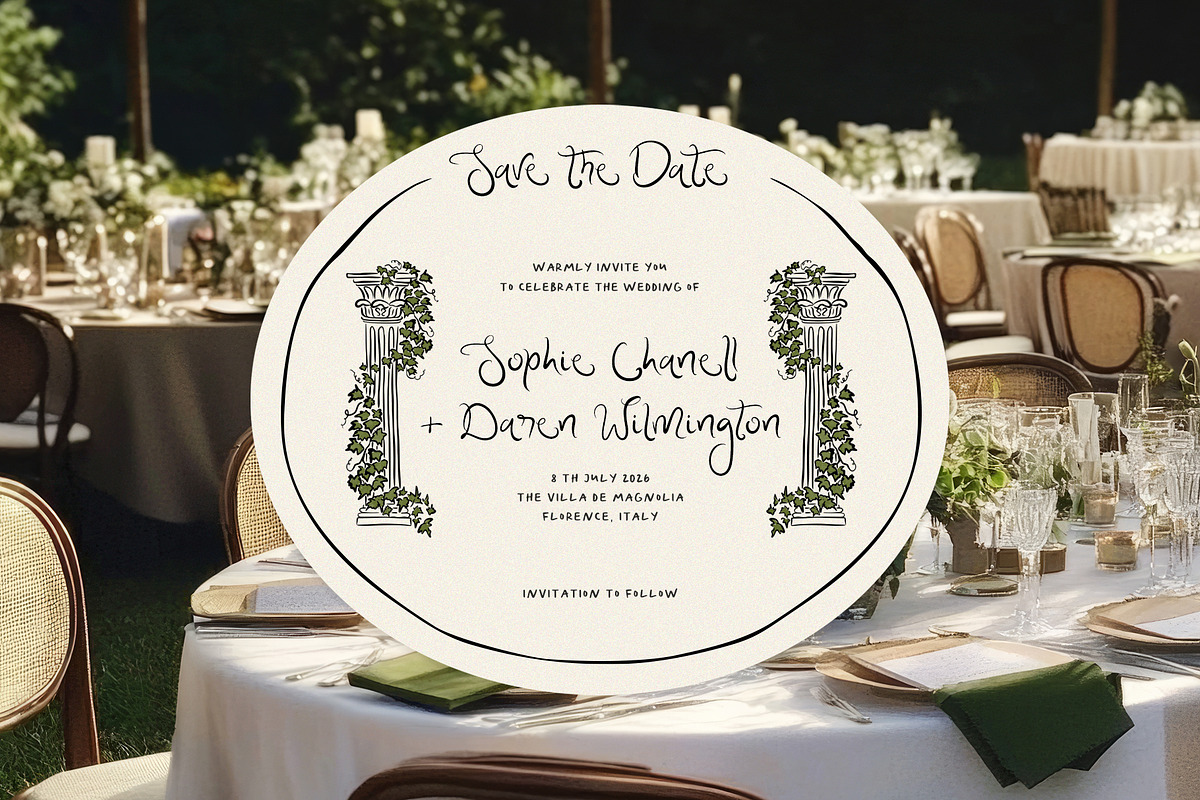 Hand Drawn Tuscany Wedding Clipart, an Illustration by Calamar Studio (Photo 3 of 23)