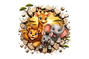 Cute Safari Animals PNG, an Animal Illustration by DreamArtGraphic (Thumbnail 1 of 5)