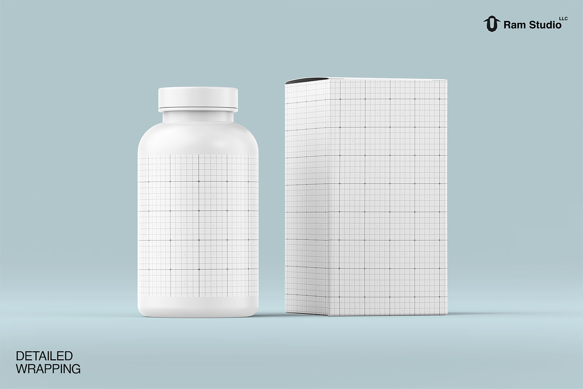 Pill Bottle and Box Packaging Mockup, a Packaging Mockup by Ram Studio LLC (Photo 8 of 13)