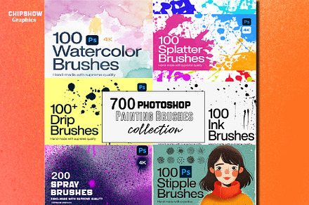 700 Photoshop Painting Brush Kit, a Brush Add-On by Chipshpow Graphics