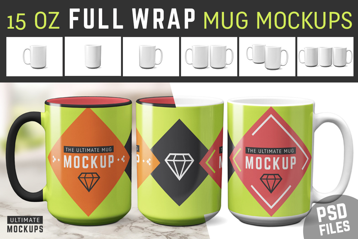 15 oz Mug Mockups (PSDs), a Cups & Container Mockup by Ultimate Mockups (Photo 1 of 7)