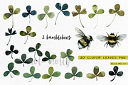 Clover and Bumblebees. Watercolor., an Illustration by Noli Molly Store (Thumbnail 2 of 6)