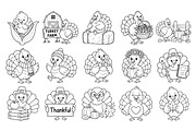 Autumn Turkey Doodle Line Art, a Seasonal Illustration by DENIDigitalArtSudio (Thumbnail 3 of 8)