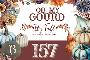 Oh My Gourd Fall Pumpkin Clipart Set