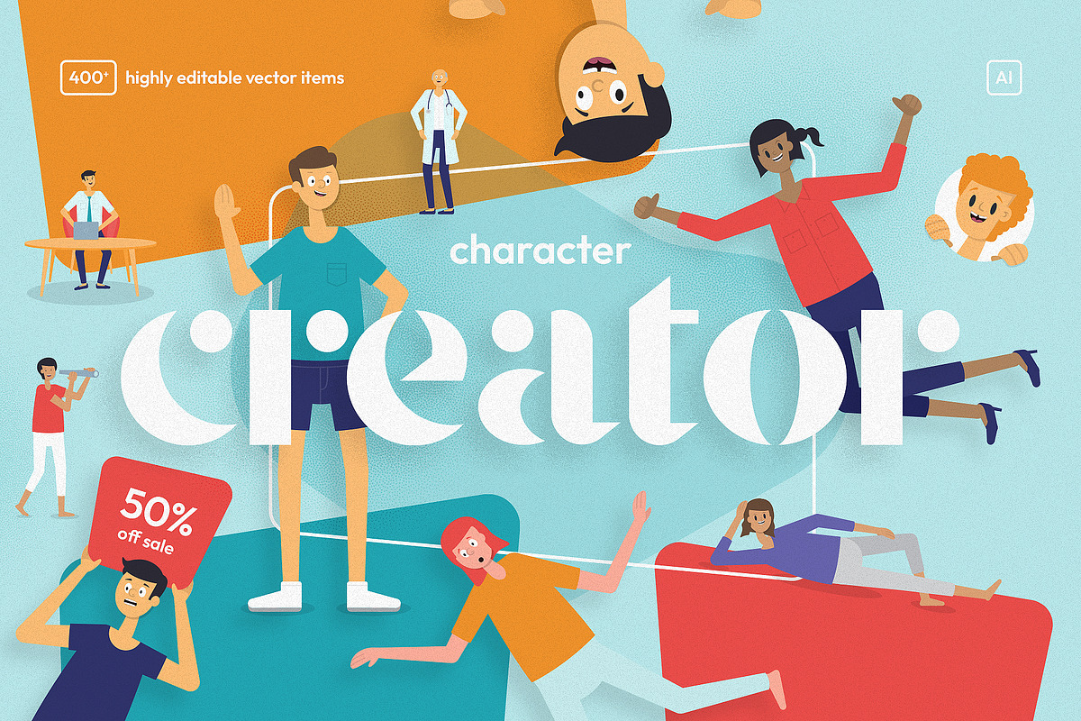 Vector Character Creator Mega Bundle, an Object Illustration by Staple. (Photo 1 of 11)