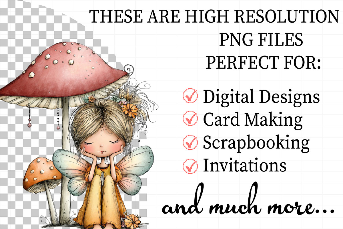 Quirky Mushroom And Fairy Clip Art, an Illustration by Daily.Designs (Photo 2 of 6)