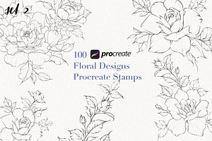Procreate flower stamp, roses brush