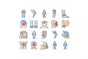 pain body ache health back icons, an Object Illustration by pikepicture